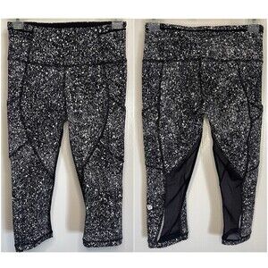 Lululemon Outrun 17" Crop Splatter White Black / Black size 4